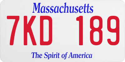 MA license plate 7KD189