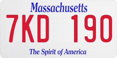 MA license plate 7KD190