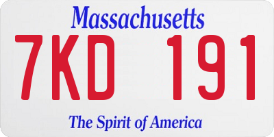 MA license plate 7KD191