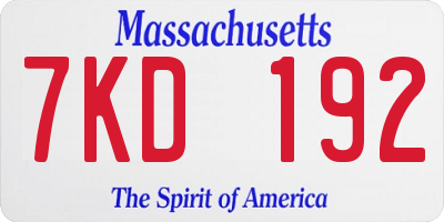 MA license plate 7KD192