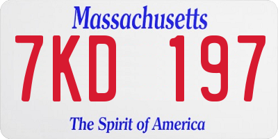 MA license plate 7KD197