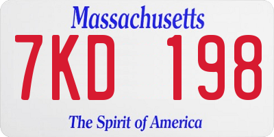 MA license plate 7KD198