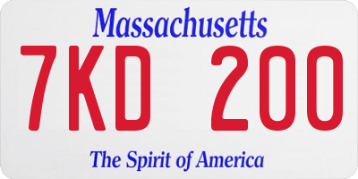 MA license plate 7KD200
