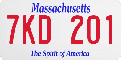 MA license plate 7KD201