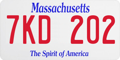 MA license plate 7KD202