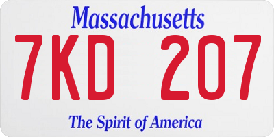 MA license plate 7KD207