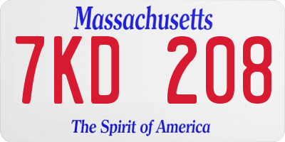 MA license plate 7KD208