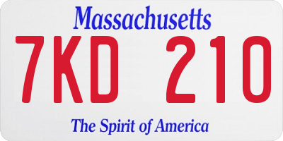 MA license plate 7KD210