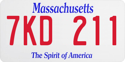 MA license plate 7KD211