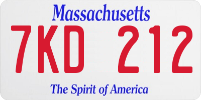 MA license plate 7KD212