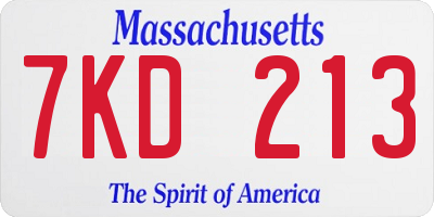 MA license plate 7KD213