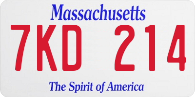 MA license plate 7KD214