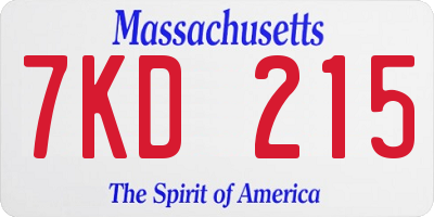 MA license plate 7KD215