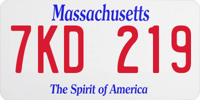 MA license plate 7KD219