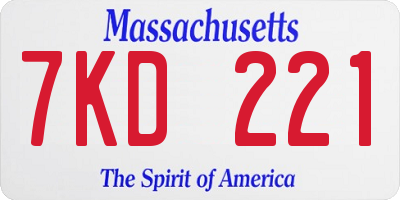 MA license plate 7KD221