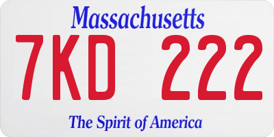 MA license plate 7KD222