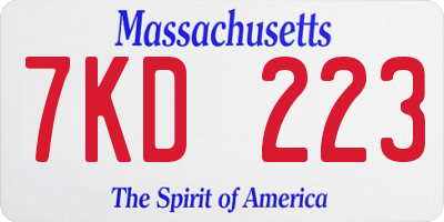 MA license plate 7KD223