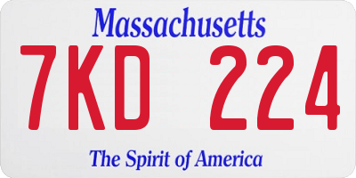 MA license plate 7KD224