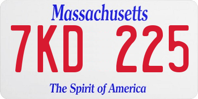 MA license plate 7KD225