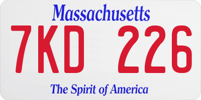 MA license plate 7KD226