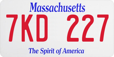 MA license plate 7KD227