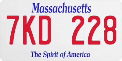 MA license plate 7KD228