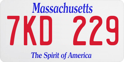 MA license plate 7KD229