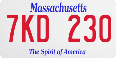 MA license plate 7KD230