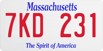 MA license plate 7KD231