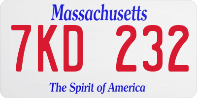 MA license plate 7KD232