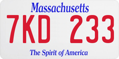 MA license plate 7KD233