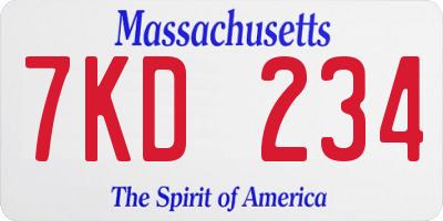 MA license plate 7KD234