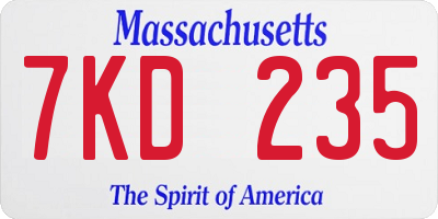 MA license plate 7KD235