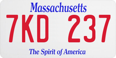MA license plate 7KD237