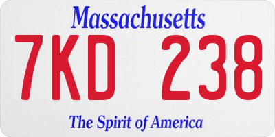 MA license plate 7KD238