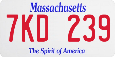 MA license plate 7KD239