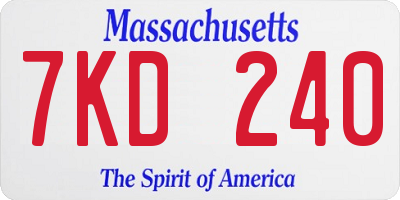 MA license plate 7KD240