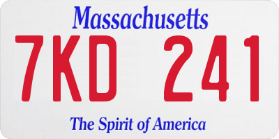 MA license plate 7KD241