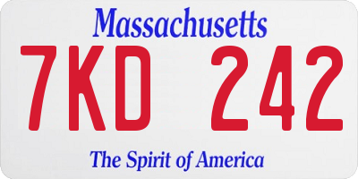 MA license plate 7KD242
