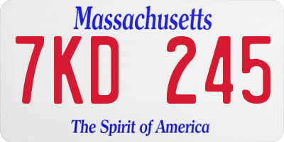 MA license plate 7KD245