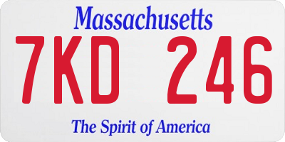 MA license plate 7KD246