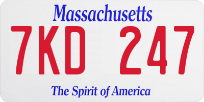 MA license plate 7KD247