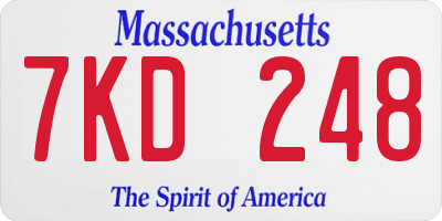 MA license plate 7KD248