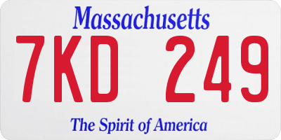 MA license plate 7KD249