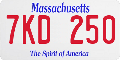 MA license plate 7KD250
