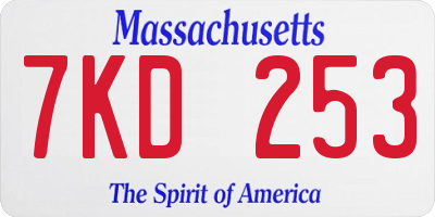 MA license plate 7KD253
