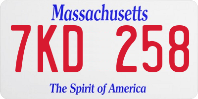 MA license plate 7KD258
