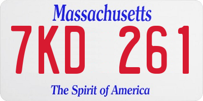 MA license plate 7KD261