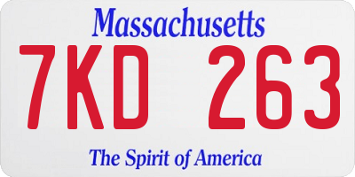 MA license plate 7KD263