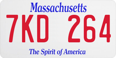 MA license plate 7KD264